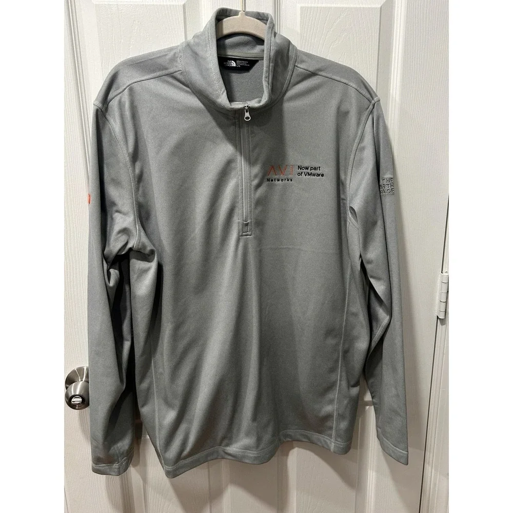 The North Face Branded Quarter 1/4 Zip Pullover Gray Sz Large Mens